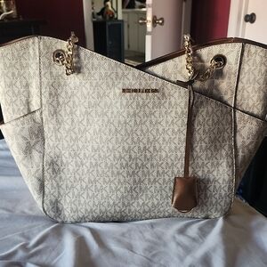 Michael Kors Beige and Brown Tote Bag